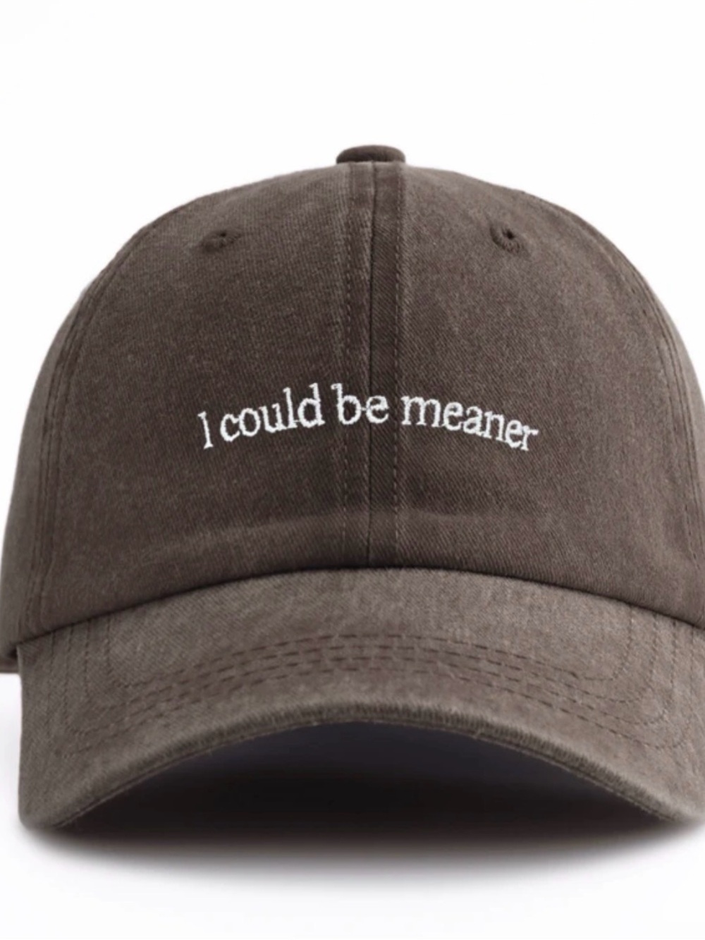 Embroidered 'I could be meaner' Brown Baseball Cap